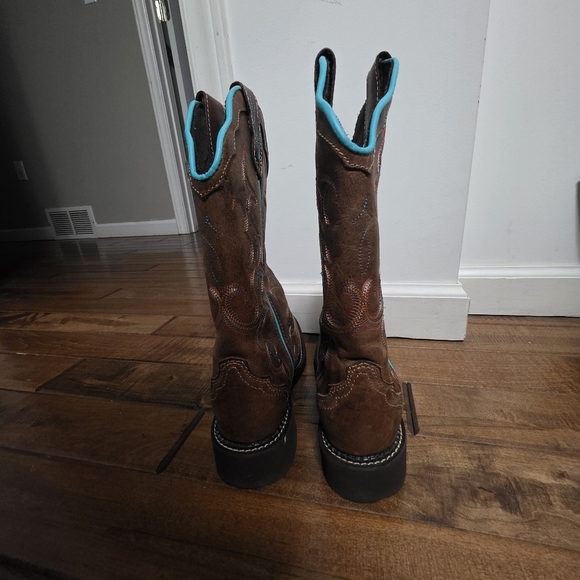 Justin Raya Western Sqaure Toed Womens Boots Size 7 - Picture 4 of 16